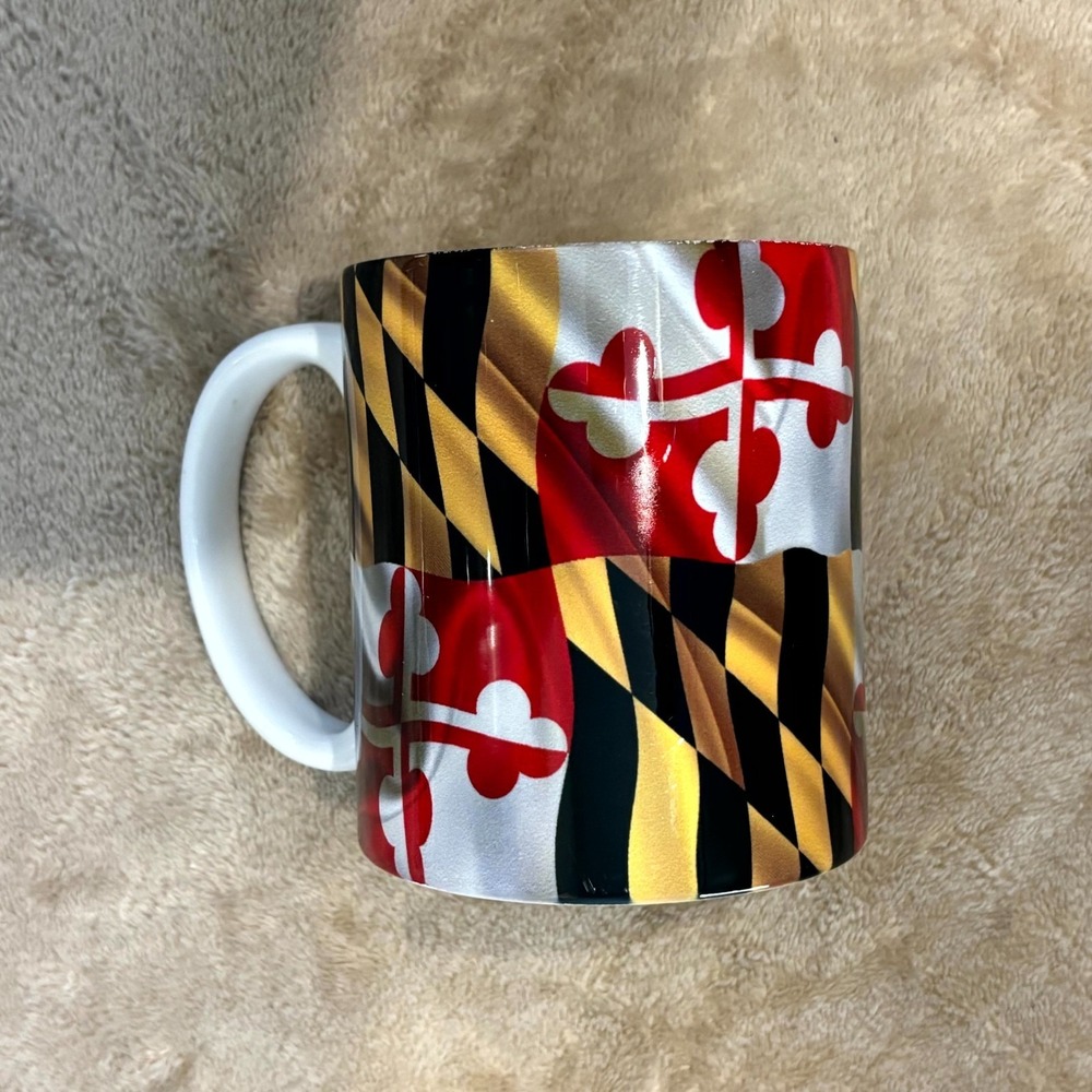 Maryland Flag Coffee Mug Ceramic Red White Black Gold State Flag Cup 12oz